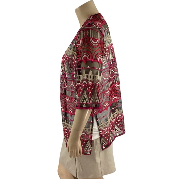 Catherines Multicolor Embroidered Mesh Topper Kimono Cardigan 0XWP - Picture 4 of 6